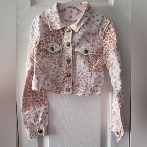 Little Lass Floral Patterned Denim Jacket